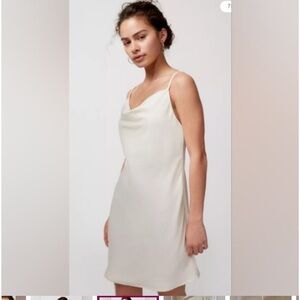 URBAN OUTFITTERS MALLORY COWL NECK MINI DRESS CREAM OFF WHITE ADJUSTABLE STRAPS